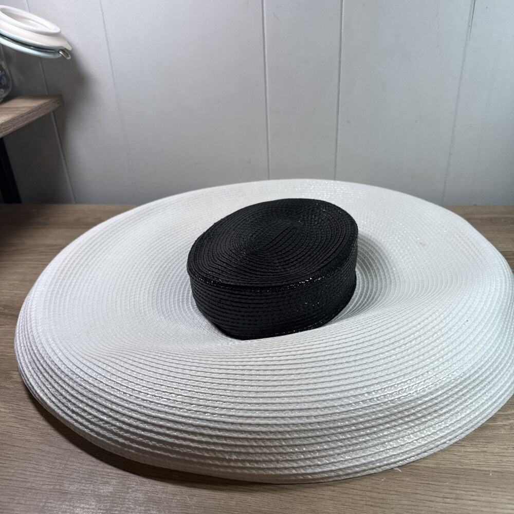 B Michael Signature Hat Womens Fancy Church Hat White And Black